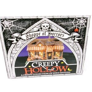 Vintage 1991 Creepy Hollow Village Shoppe of Horrors Lighted Halloween House Box